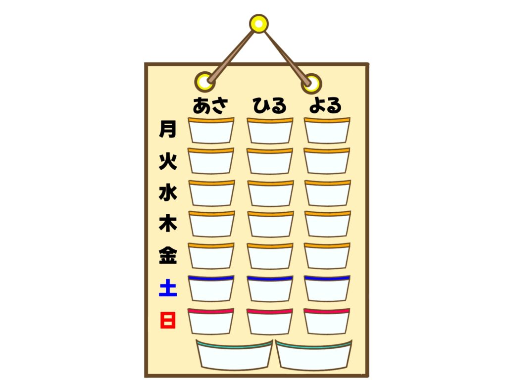 1週間分の薬の服薬スケジュール管理表