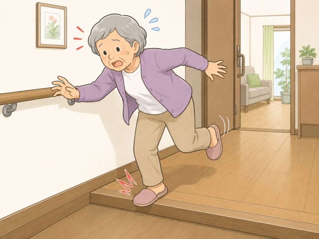 転倒しそうになる高齢者