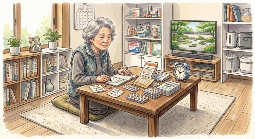お薬の管理が出来なくなってきたイラスト